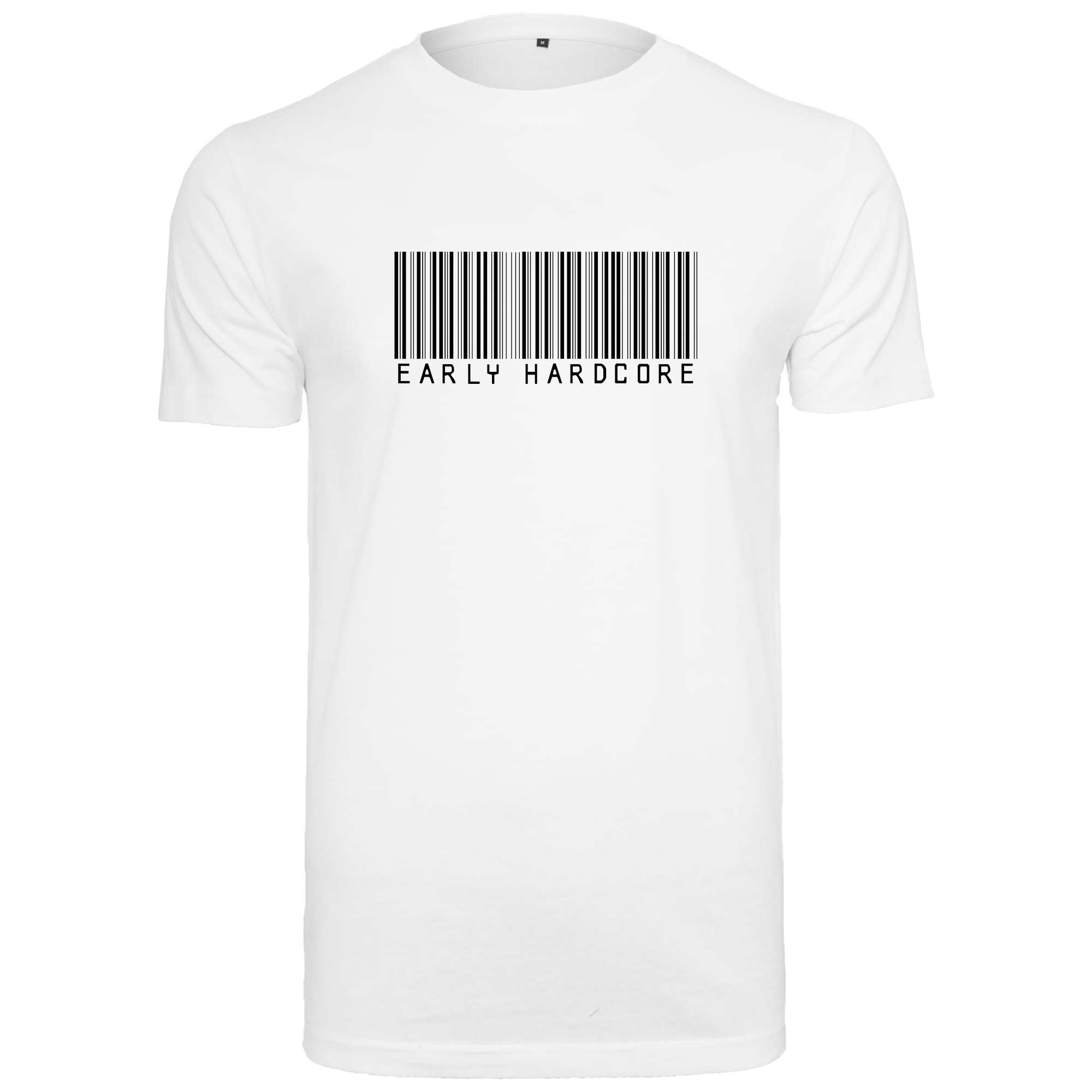Wit T-shirt met Early Hardcore en een barcode op coreplaza