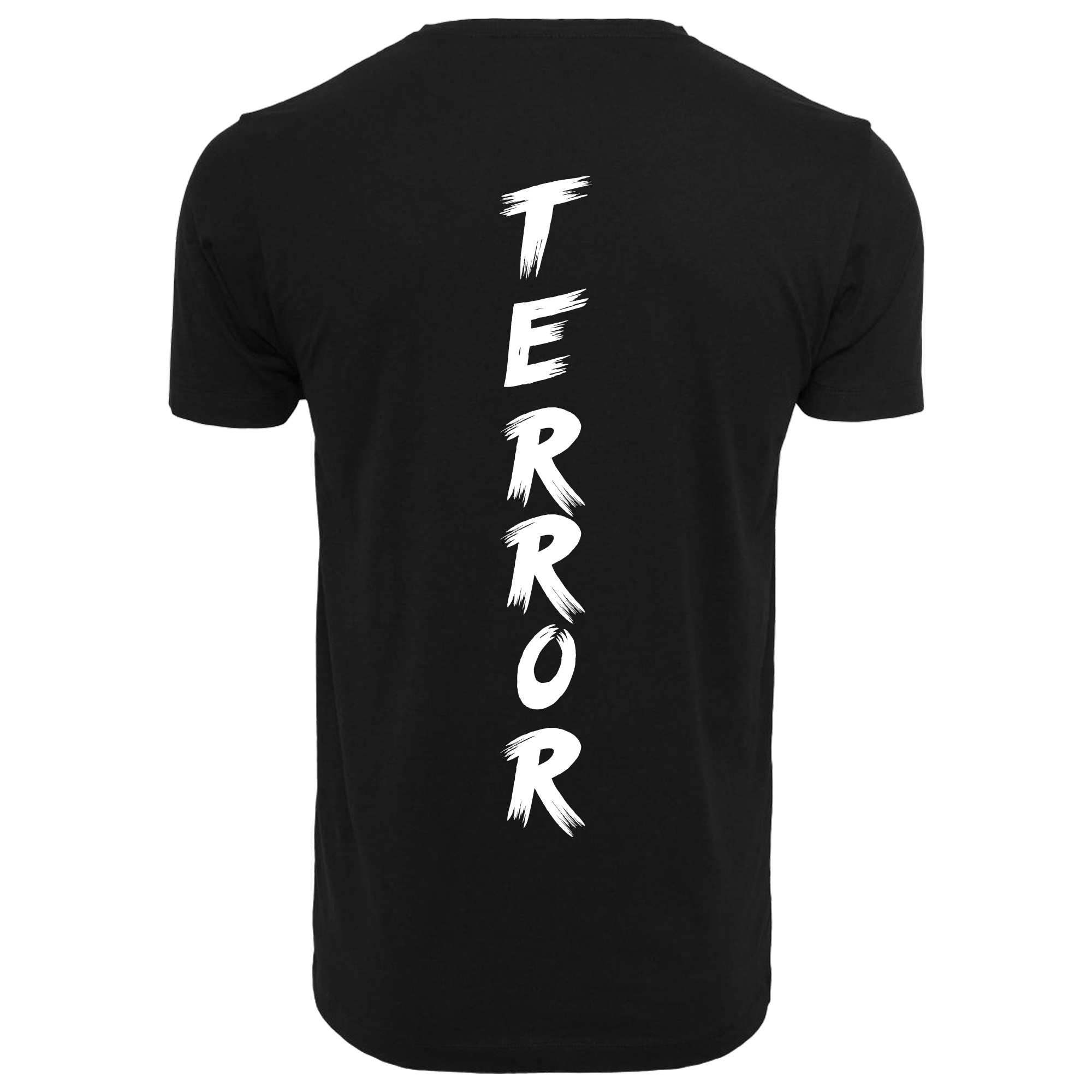 Zwart T-shirt met Terror op de rug en borst op Coreplaza