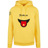 Smiley piltong gele hoody met hardcore pharmacist op coreplaza.