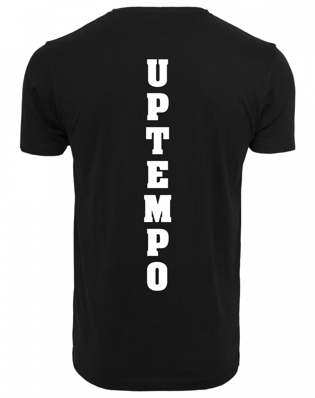 Zwart T-shirt met Uptempo op de rug op Coreplaza.