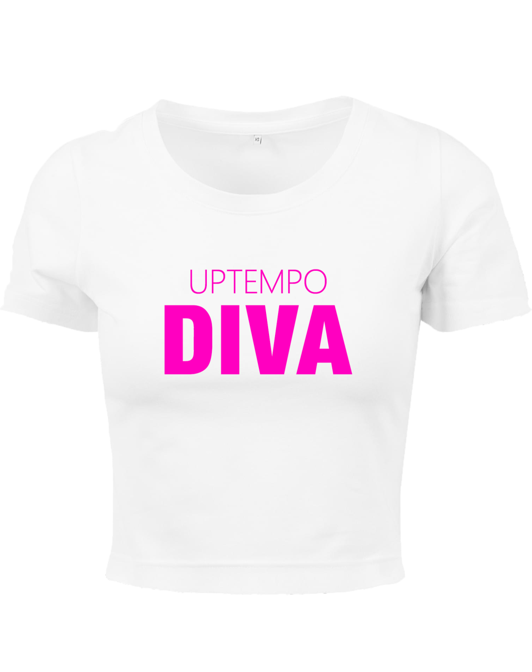 Witte croptop met Uptempo Diva erop op Coreplaza.
